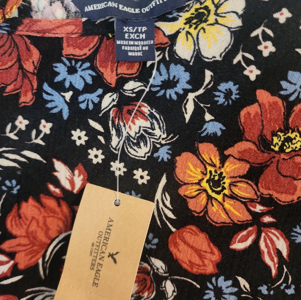NWT AEO Floral Print Bell-sleeve Dress - Picture 4 of 6